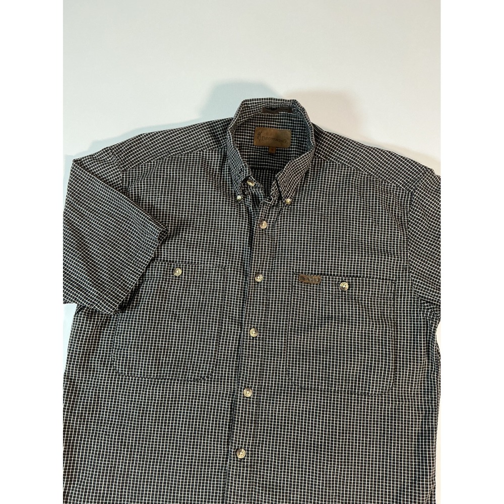 Browning Men's Plaid Button Up Hunting Hiking Short Sleeve Shirt Size M